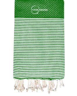 Fouta nid d’abeille rayée vert bouteille 100% coton