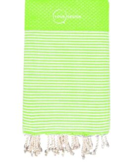 Fouta nid d’abeille rayée vert citron100% coton