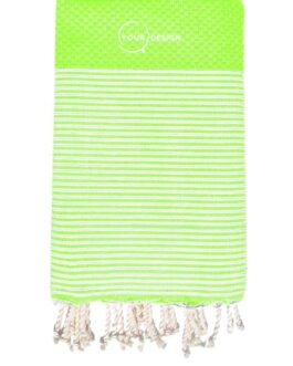 Fouta nid d’abeille rayée vert lime 100% coton