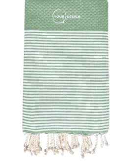 Fouta nid d’abeille rayée vert minéral 100% coton