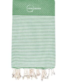 Fouta nid d’abeille rayée vert sauge 100% coton