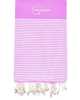 Fouta nid d’abeille rayée violet floral 100% coton