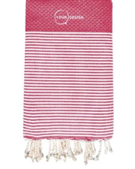 Fouta nid d’abeille rayée viva magenta 100% coton