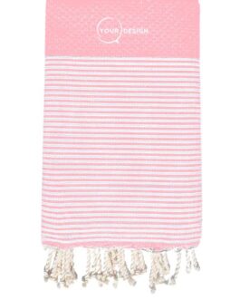 Fouta nid d’abeille rayée rose clair 100% coton