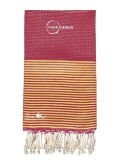 Fouta nid d’abeille rouge pourpre lurex doré