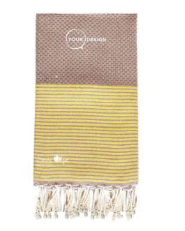 Fouta nid d’abeille taupe lurex doré