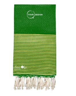 Fouta nid d’abeille vert bouteille lurex doré