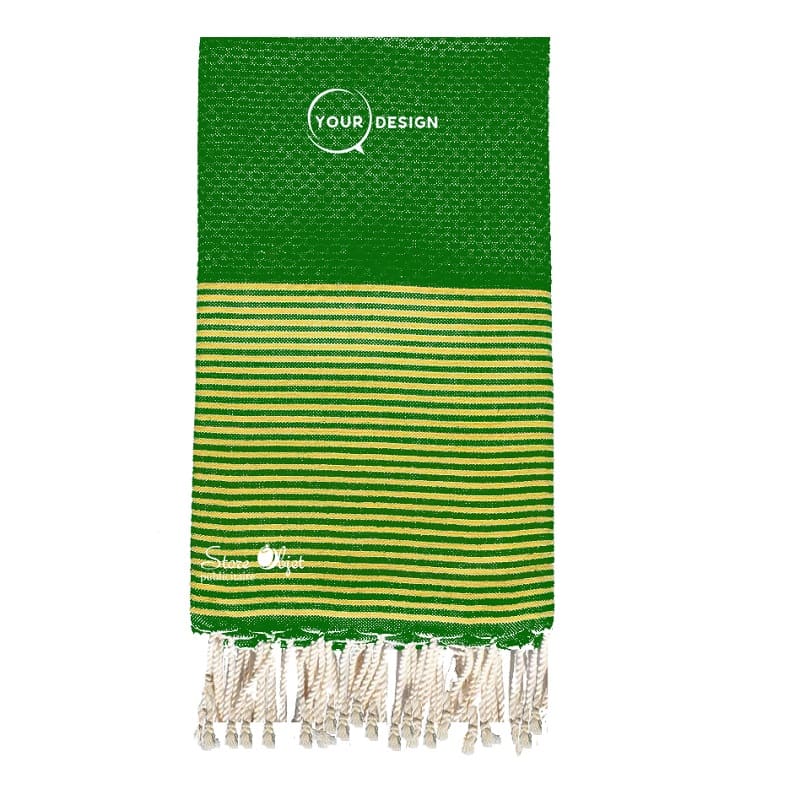 fouta-nid-d-abeille-vert-bouteille-lurex-dore-tunisie-store-objet-publicitaire