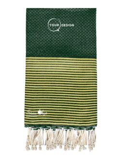 Fouta nid d’abeille vert foncé lurex doré