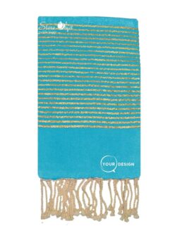 Fouta plate bleu turquoise lurex doré