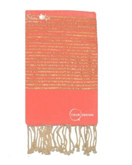 Fouta plate corail lurex doré