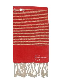 Fouta plate rouge cerise lurex doré