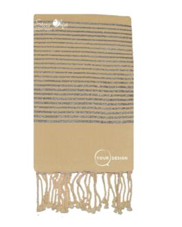 Fouta plate beige lurex argenté