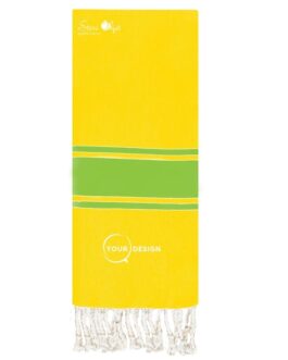 Fouta plate bicolore enfant jaune canari & vert pomme