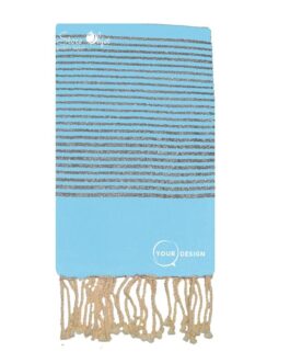 Fouta plate bleu ciel lurex argenté