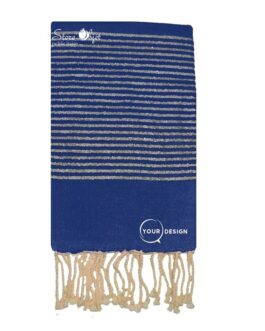 Fouta plate bleu denim lurex argenté