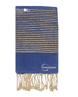 Fouta plate bleu denim lurex doré