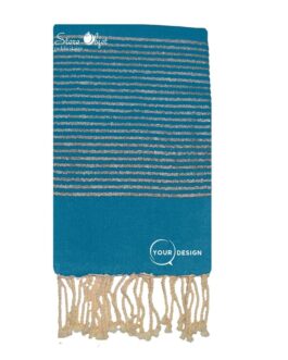 Fouta plate bleu pétrole lurex argenté