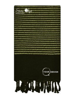 Fouta plate noir lurex doré