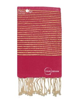 Fouta plate framboise lurex doré