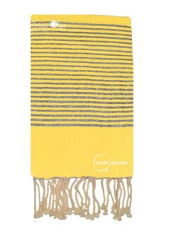 Fouta plate moutarde lurex argenté