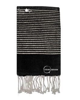 Fouta plate noir lurex argenté