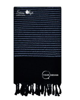 Fouta plate noir lurex bleu