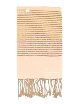 Fouta plate rose pêche lurex doré