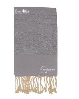 Fouta plate taupe lurex argenté