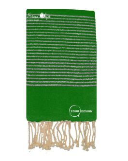 Fouta plate vert bouteille lurex argenté