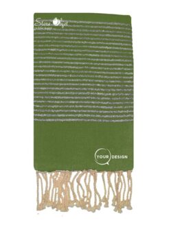 Fouta plate vert olive lurex argenté