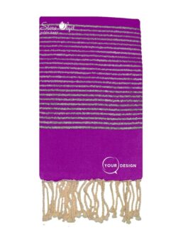 Fouta plate violet lurex argenté