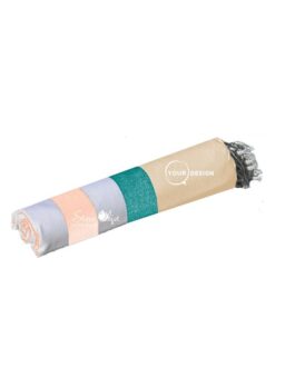 Fouta tricolore classique beige, bleu et rose