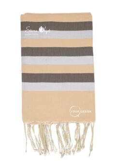 Fouta tricolore classique beige, noir et gris Tunisie