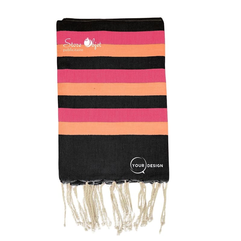 fouta-tricolore-classique-noir-rose-corail-tunisie-store-objet-publicitaire