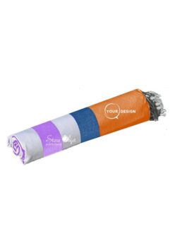 Fouta tricolore classique orange brûlé, bleu et violet