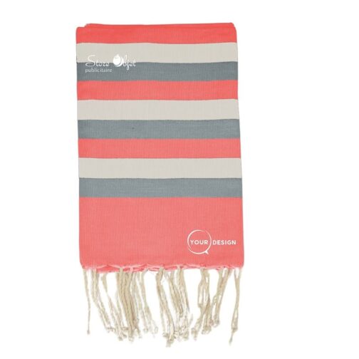 fouta-tricolore-classique-rouge-corail-gris-ardoise-gris-perle-tunisie-store-objet-publicitaire