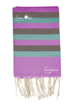 Fouta tricolore classique violet, noir et vert Tunisie