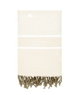 Fouta chevron bandes blanches blanc écru