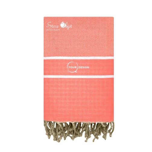 Fouta-chevron-corail-tunisie-store-objet-publicitaire