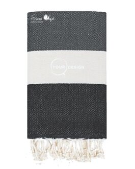 Fouta chevron diamant anthracite