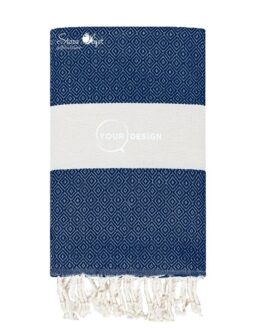 Fouta chevron diamant bleu marine