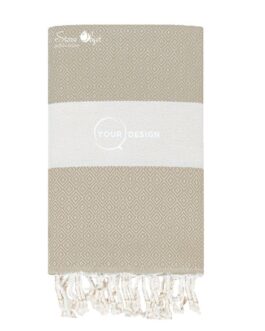 Fouta chevron diamant grège