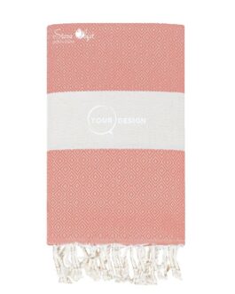 Fouta chevron diamant rose pêche