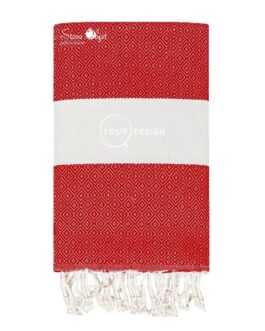 Fouta chevron diamant rouge cerise