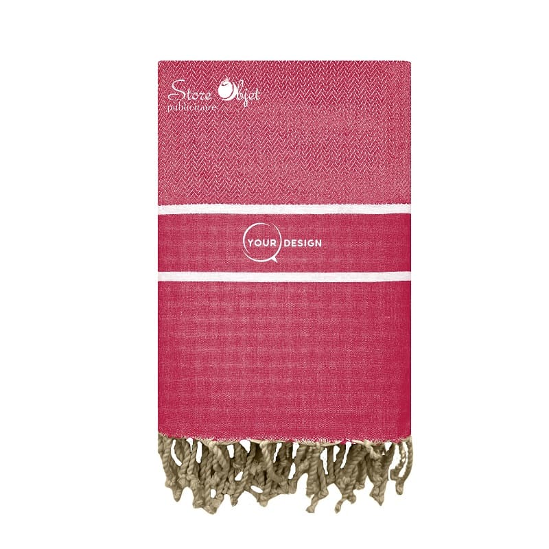 Fouta-chevron-framboise-tunisie-store-objet-publicitaire