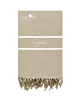 Fouta chevron bandes blanches grège