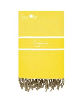 Fouta chevron bandes blanches jaune poussin