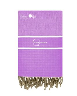 Fouta chevron bandes blanches lilas