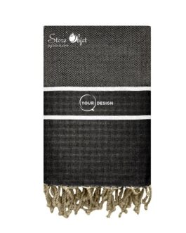 Fouta chevron bandes blanches noir